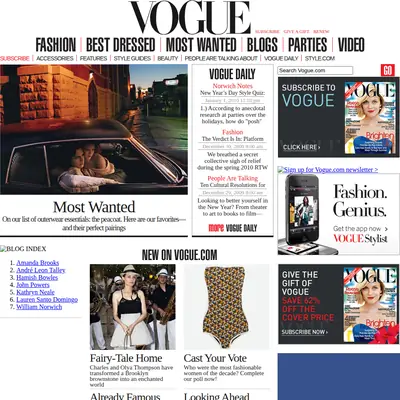 VOGUE startsida 2010