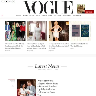 VOGUE startsida 2020