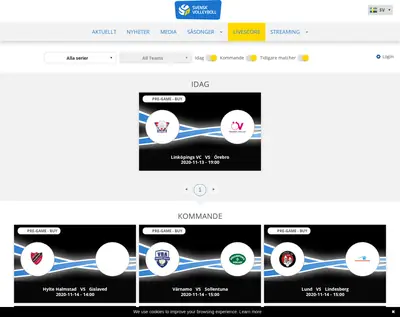 Volley TV startsida 2020