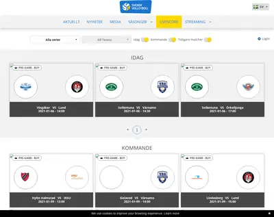 Volley TV startsida 2021