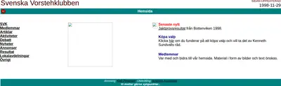 vorsteh.se startsida 1998