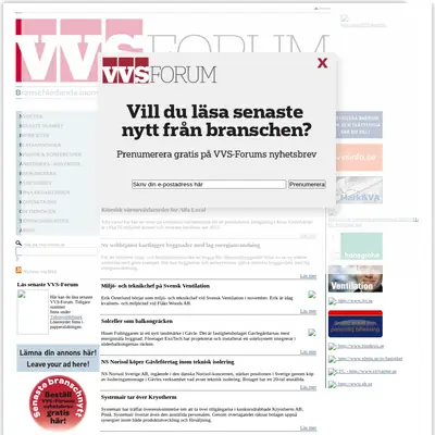 VVS-Forum, www.vvsforum.se startsida 2011