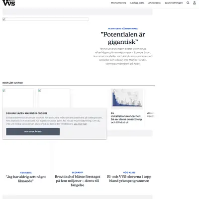 VVS-Forum, www.vvsforum.se startsida 2022