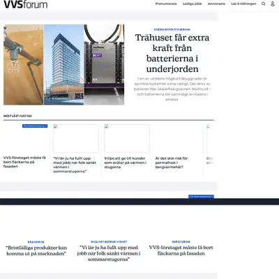 VVS-Forum, www.vvsforum.se startsida 2023