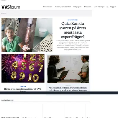 VVS-Forum, www.vvsforum.se startsida 2026