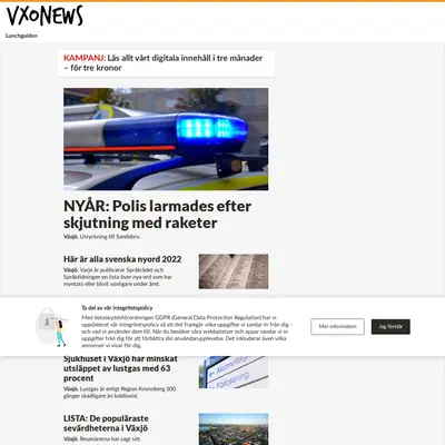 vxonews.se startsida 2023