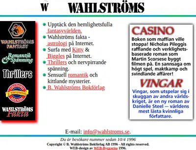 www.wahlstroms.se startsida 1997