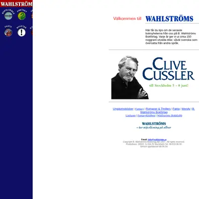 www.wahlstroms.se startsida 1999