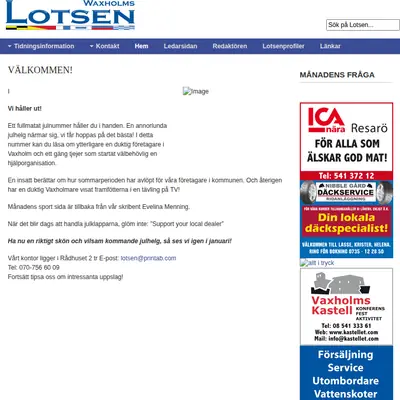 www.waxholmslotsen.se startsida 2021