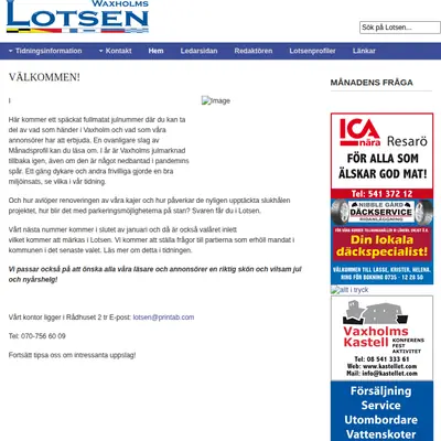 www.waxholmslotsen.se startsida 2022