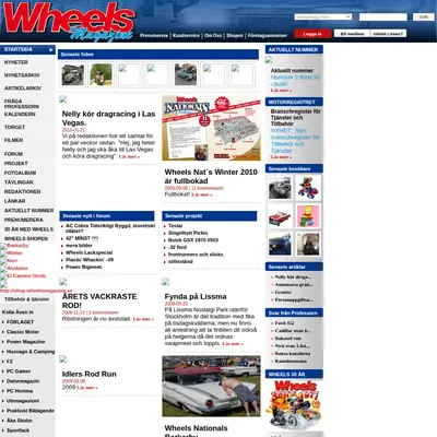 Wheels & Power Magazine startsida 2010