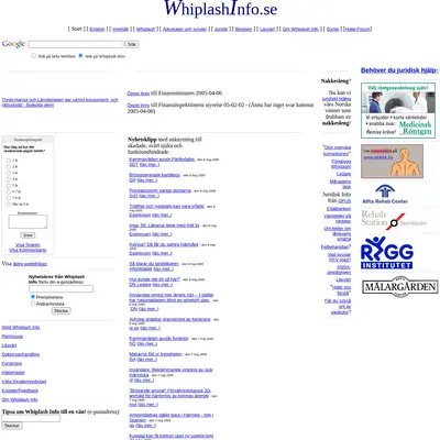 Whiplash Info startsida 2005