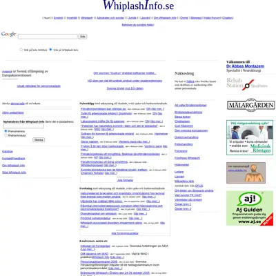 Whiplash Info startsida 2006