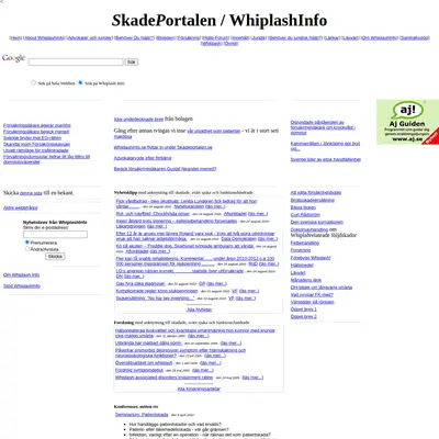 Whiplash Info startsida 2010