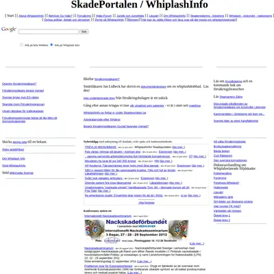 Whiplash Info startsida 2012
