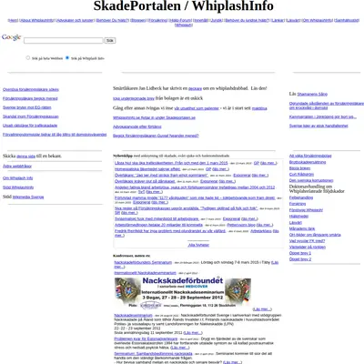 Whiplash Info startsida 2015