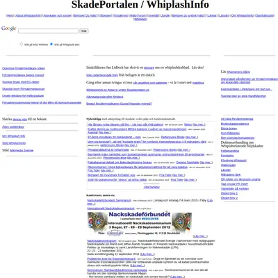 Whiplash Info startsida 2016