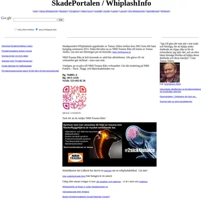Whiplash Info startsida 2024
