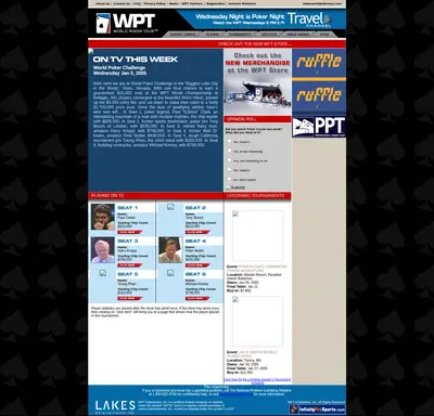 World Poker Tour startsida 2005