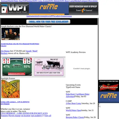 World Poker Tour startsida 2007