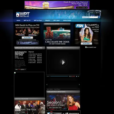 World Poker Tour startsida 2009