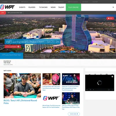 World Poker Tour startsida 2022