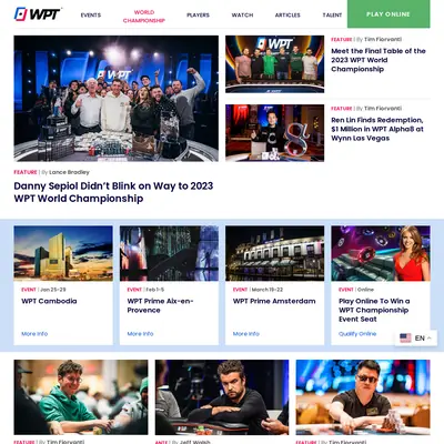 World Poker Tour startsida 2024