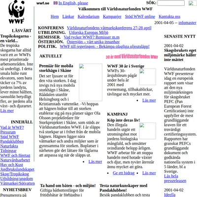 WWF Magasin startsida 2001