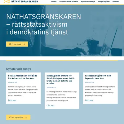 Näthatsgranskaren.se startsida 2021