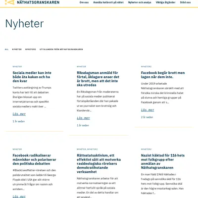 Näthatsgranskaren.se startsida 2022