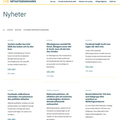 Näthatsgranskaren.se startsida 2023