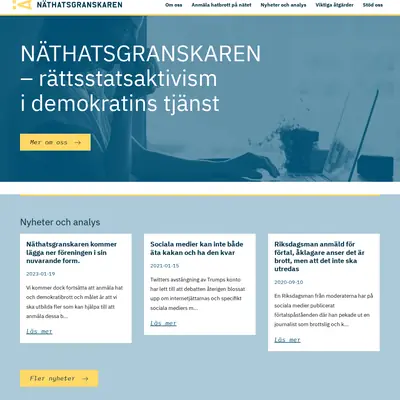 Näthatsgranskaren.se startsida 2025
