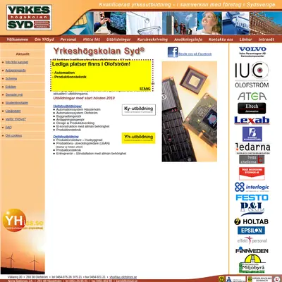 Yrkeshögskolan, yrkeshogskolan.se startsida 2010