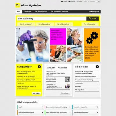Yrkeshögskolan, yrkeshogskolan.se startsida 2014