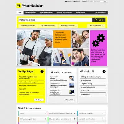 Yrkeshögskolan, yrkeshogskolan.se startsida 2016