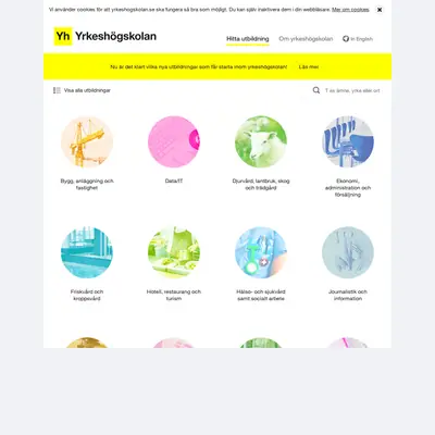 Yrkeshögskolan, yrkeshogskolan.se startsida 2019