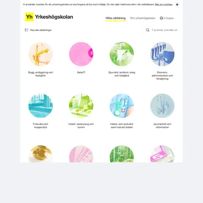 Yrkeshögskolan, yrkeshogskolan.se startsida 2020