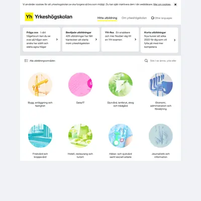 Yrkeshögskolan, yrkeshogskolan.se startsida 2022