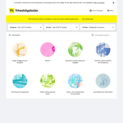 Yrkeshögskolan, yrkeshogskolan.se startsida 2023