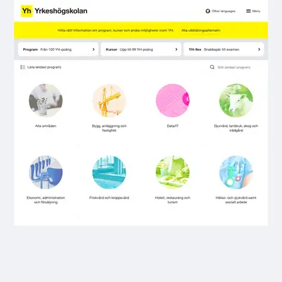 Yrkeshögskolan, yrkeshogskolan.se startsida 2024