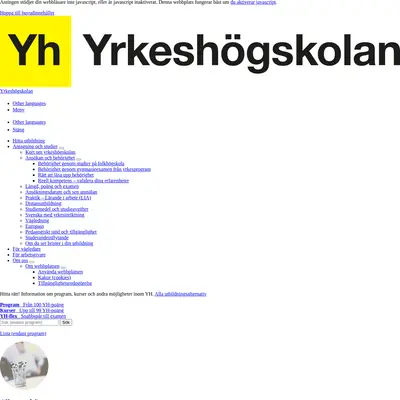 Yrkeshögskolan, yrkeshogskolan.se startsida 2025