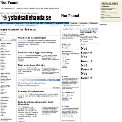 Ystads Allehanda (www.ystadsallehanda.se) startsida 2005