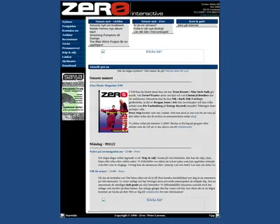 www.zeromagazine.nu startsida 1999