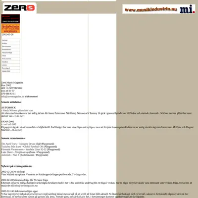 www.zeromagazine.nu startsida 2002